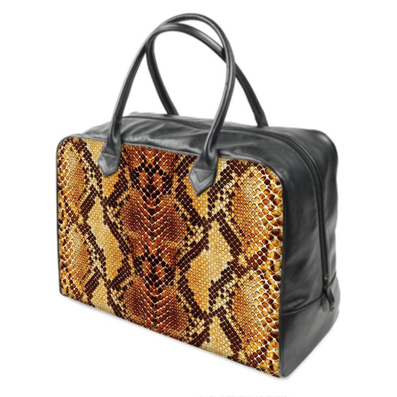 Luxury large holdall in snakeskin print